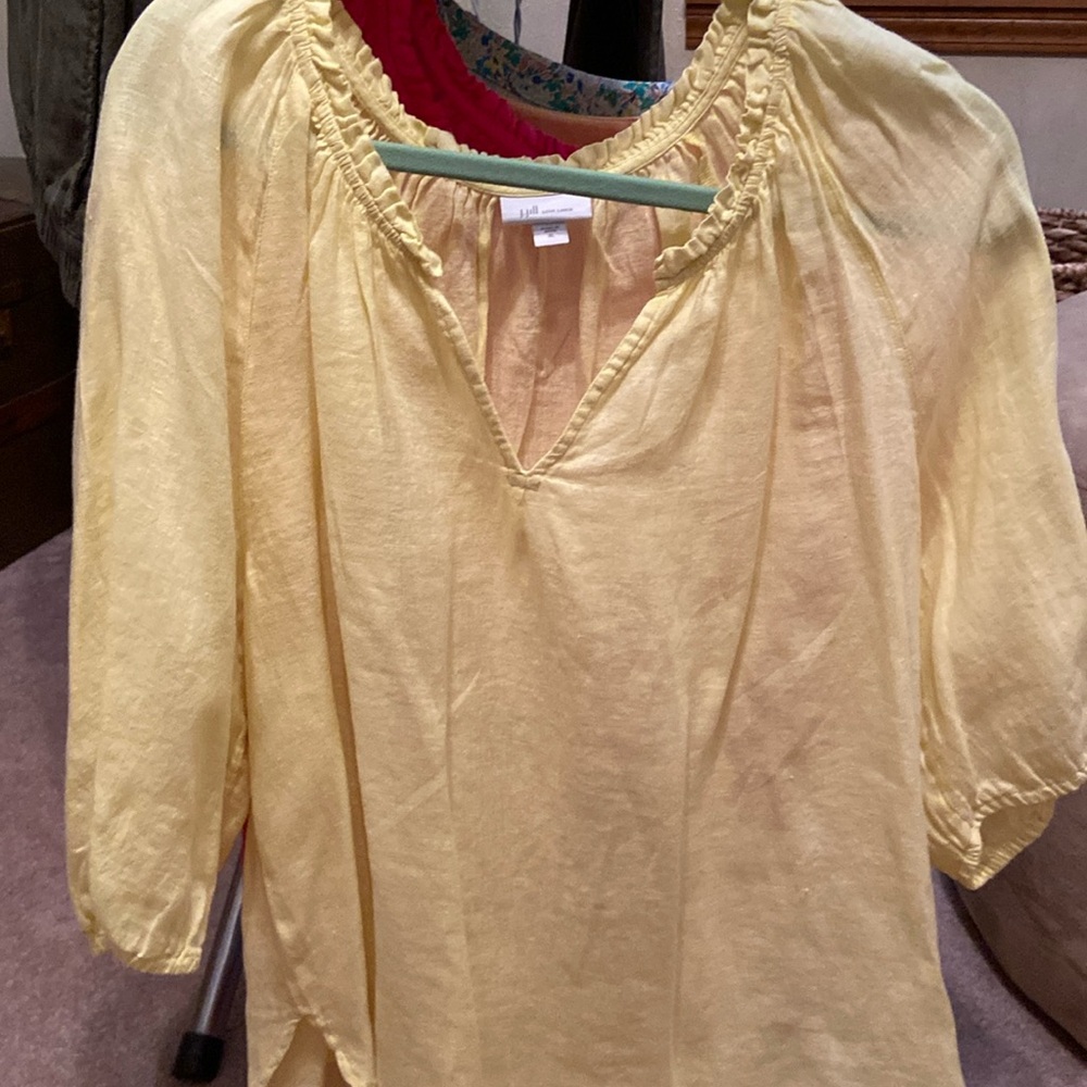 JJill, XL, 100 linen, peasant top.